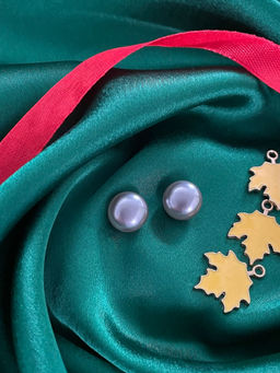 Digital Dress Room - Silver-Plated Cz Grey Ball Shaped Stud Earrings for Women