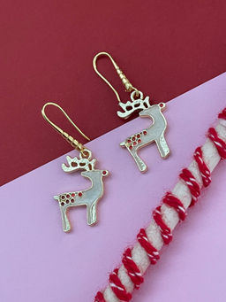 Digital Dress Room - White and Red Reindeer Charm Earrings