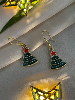 Digital Dress Room - Green Christmas Tree Charm Earrings