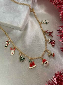 Digital Dress Room - Christmas with Santa Claus, Snowman and Bell Charm Pendant Necklace for Women
