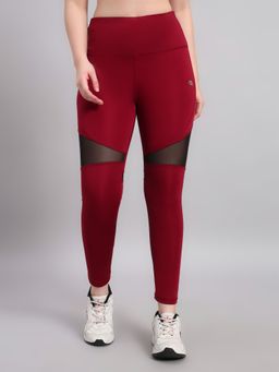 CLOTHWIK - Women Slim-Fit Rapid-Dry Training & Gym Maroon Tights