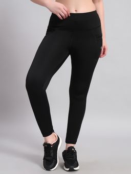 CLOTHWIK - High-Rise Ankle-Length Gym Black Tights