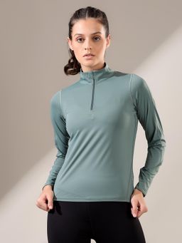 Fitkin - Women Matcha Green Long Sleeve Zip-Up Sweatshirt