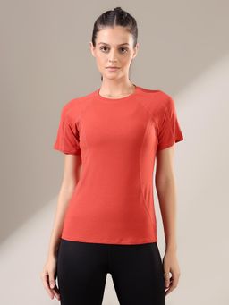 Fitkin - Women Rust Laser-Cut Motion T-Shirt
