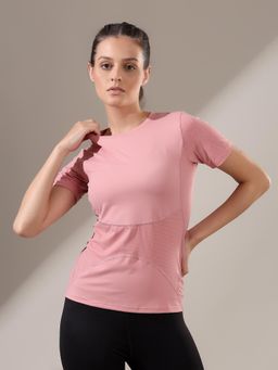Fitkin - Women Pink Sculpt Air UV Mesh T-Shirt