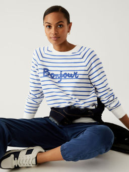 Marks & Spencer - White Pure Cotton Printed Sweatshirt