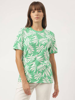 Marks & Spencer - Green Pure Cotton Tropical Printed T-Shirt