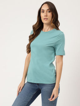 Marks & Spencer - Green Cotton Rich Fitted T-Shirt