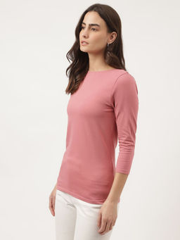 Marks & Spencer - Pink Cotton Rich Fitted T-Shirt