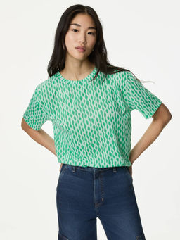 Marks & Spencer - Green Printed Relaxed T-Shirt