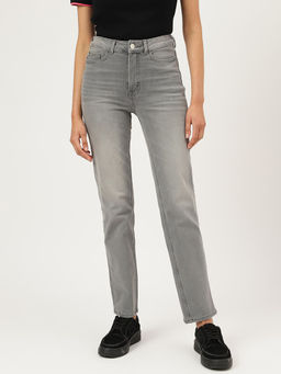 Marks & Spencer - Grey Straight Leg Mid Waist Jeans