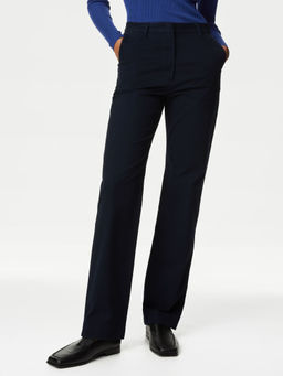 Marks & Spencer - Navy Blue Cotton Rich Straight Leg Chinos Trouser