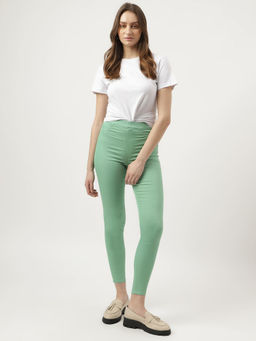 Marks & Spencer - Green Cotton Mix Plain Regular Fit Jeggings