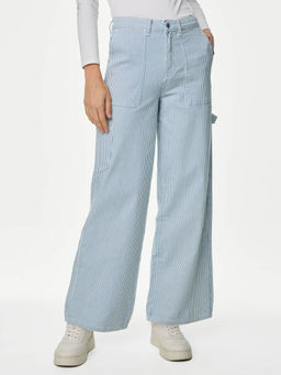 Marks & Spencer - Blue Relaxed High Waisted Carpenter Wide Leg Jeans