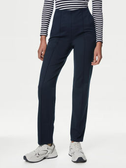 Marks & Spencer - Navy Blue Jersey Twill Straight Leg Trousers