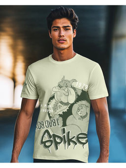 Bewakoof - Official Cartoon Network Men's Fog Green Spike Graphic Printed T-shirt