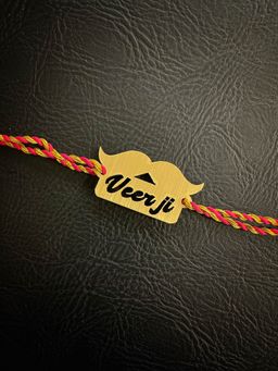 Digital Dress Room - Fancy Rakhi Design Funky Slogan MoustacheMuchchad Veerji Ed Mauli