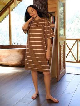 Sweet Dreams - Womens Striped Short Length Night Dress