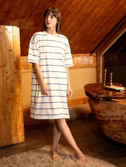 Sweet Dreams - Womens Striped Short Length Night Dress