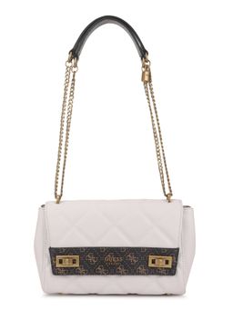 Guess - Katey Flap Shoulder Bag White Handbags