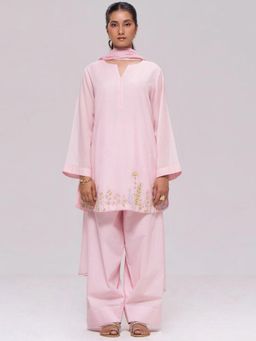 Ganga Fashions - Light Pink Chanderi Kurta with Salwar and Dupatta