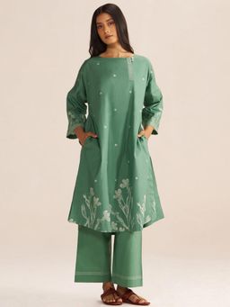 Ganga Fashions - Pine Green Kurta with Palazzo