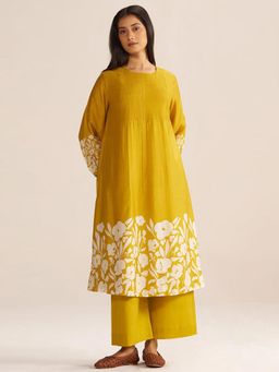 Ganga Fashions - Mustard Yellow Kurta with Palazzo and Slip