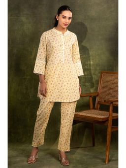 etre comfortwear - Calla Yellow Printed In Cotton Co-Ord Set