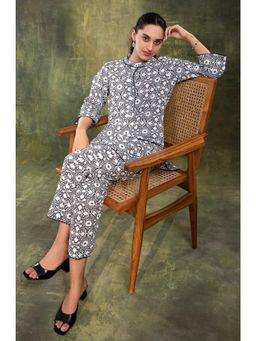 etre comfortwear - Noir Black Printed In Cotton Co-Ord Set