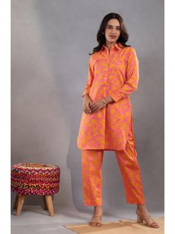 etre comfortwear - Sienna Orange Floral Premium Cotton Poplin Co-Ord Set