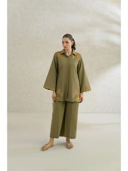 Khushboo & Pankaj - Olive Embroidered Comfort Fit Co-Ord Set