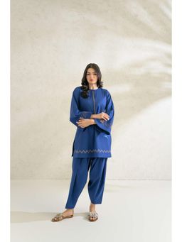 Khushboo & Pankaj - Blue Embroidered Kurta with Salwar