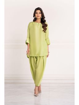 Khushboo & Pankaj - Lime Green Solid Co-Ord Set