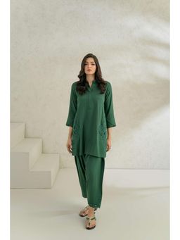 Khushboo & Pankaj - Green Solid Cutwork Co-Ord Set