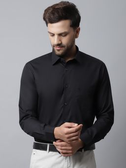 Cantabil - Men Black Solid Full Sleeve Formal Shirt