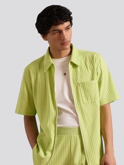 Muvazo - Emerald Breeze Zip-Up Shirt