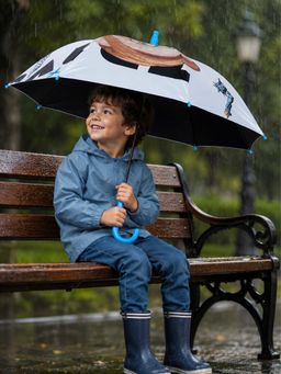 Little Surprise Box - White Blended Fabric Graphic Umbrella (7-12 Years)