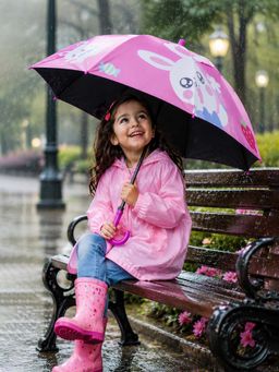 Little Surprise Box - Pink Blended Fabric Graphic Umbrella (7-12 Years)