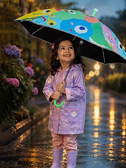Little Surprise Box - Multi-Color Blended Fabric Graphic Umbrella (3-12 Years)