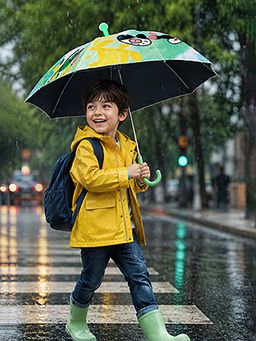 Little Surprise Box - Multi-Color Blended Fabric Graphic Umbrella (3-12 Years)