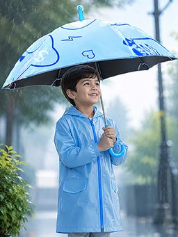 Little Surprise Box - Blue Blended Fabric Graphic Umbrella (3-12 Years)