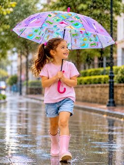 Little Surprise Box - Lavender Blended Fabric Graphic Umbrella (2-6 Years)