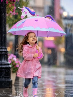 Little Surprise Box - Pink Blended Fabric Graphic Umbrella (4-7 Years)