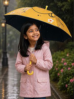 Little Surprise Box - Yellow Blended Fabric Graphic Umbrella (3-12 Years)