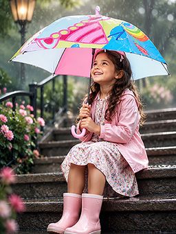 Little Surprise Box - Multi-Color Blended Fabric Graphic Umbrella (3-12 Years)