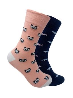 Mint & Oak - Adash Of Pink Calf Length Multi Color Socks For Men (Pack of 2)