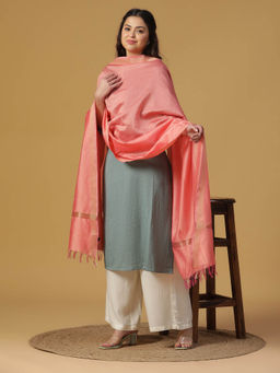 Shingora - Pink Cotton Silk Solid Dupatta