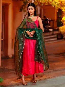 Bannhi - Magenta Harshini Magenta Anarkali With Pant and Dupatta