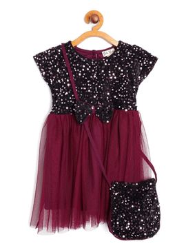 black sequin fit and flare dress