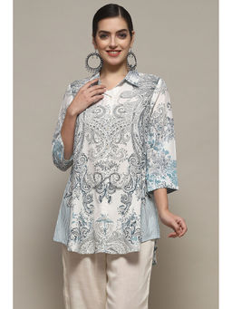 Biba - Womens Blue Rayon Straight Shirt